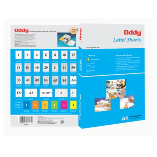 Oddy A4 Labels ST4 – 400 Labels | Pack of 100 Sheets | Adhesive Labels