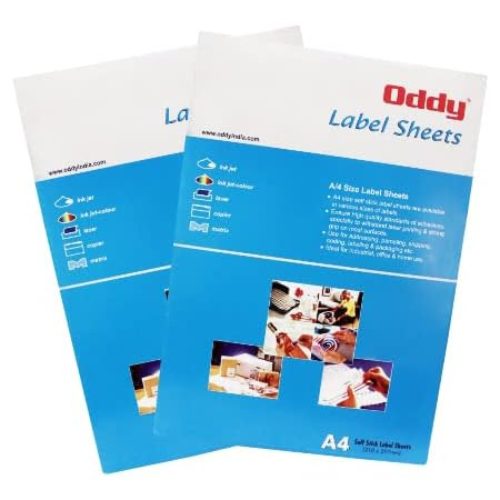 Oddy A4 Paper Label Sticker – 1 Label per Sheet | Pack of 100 Sheets