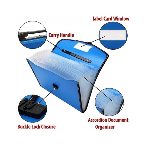 Expanding File Folder A4/Letter Organizer with Handle-13 Pockets Pack of 1