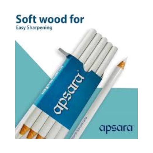 Apsara Glass Marking Pencil White | Pack of 10 | 100 Pencils | Multi Surface Use