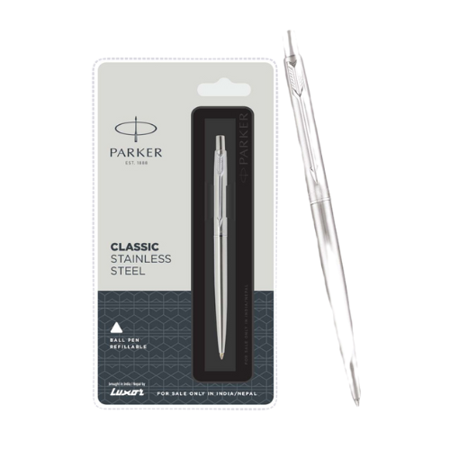 Parker Classic Stainless Steel Ball Pen Blue – Refillable Pack of 1