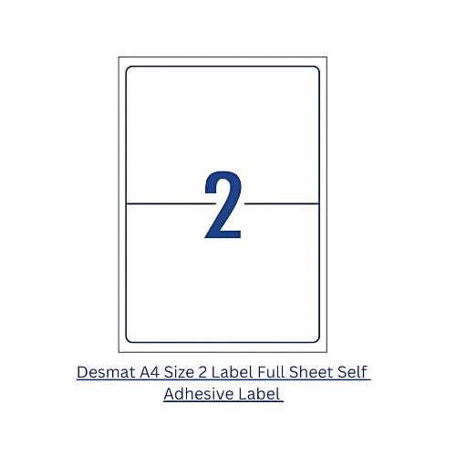 DESMAT ST A4 Labels – 2 Labels Per Sheet | Self-adhesive | Pack of 100 Sheets