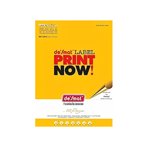 Desmat A4 Adhesive Labels – 4 per Sheet | Self-Adhesive | Pack of 100 Sheets