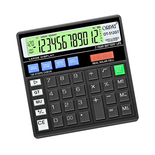 Orpat Calculator Original OT-512 | GT 1 Pc | 12-Digit Dual Power Desktop Calculator