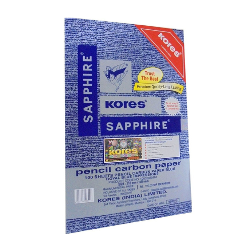 Kores Sapphire Carbon Paper | F/S Size | 100 Sheets | Pack of 1 | Clear Impressions