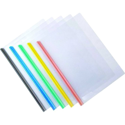 Stripe File Multicolor | Plastic Sliding Bar Report Covers | Pack of 10 | A4 Document Folder