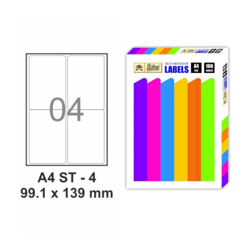 Lotus A4 ST4 Labels – 4 Labels per Sheet – 100 Sheets Pack (400 Labels)